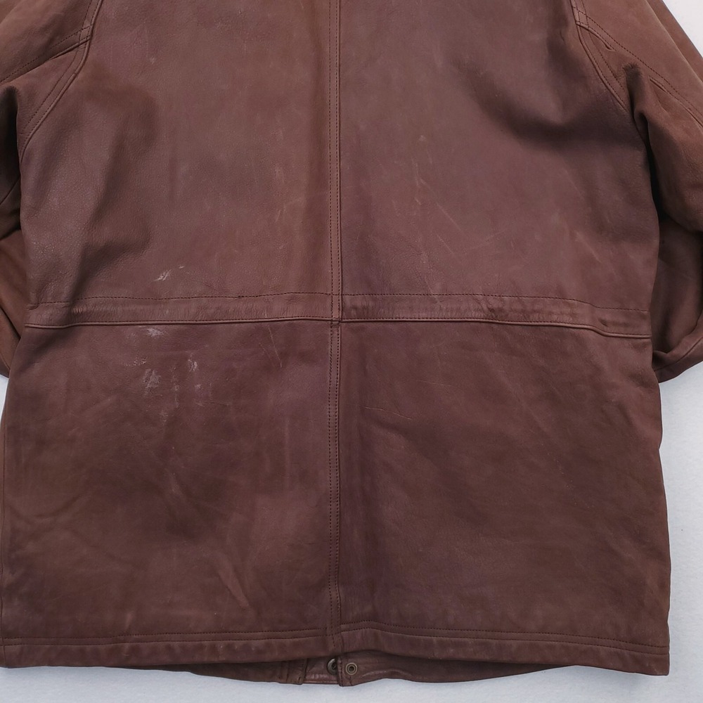 Vintage St Johns Bay Leather Jacket Mens Large Brown Wool Insulated Soft Supple - Picture 10 of 16